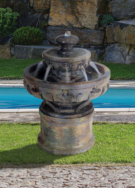 Regal Tier Cast Stone Fountain Bold Design Garden Statuary High-end